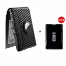 💼🔒 Cartera delgada de aluminio para hombre con bloqueo RFID – Tarjetero desplegable con clip para billetes y doble ventana para identificación