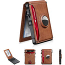 💼🔒 Cartera delgada de aluminio para hombre con bloqueo RFID – Tarjetero desplegable con clip para billetes y doble ventana para identificación